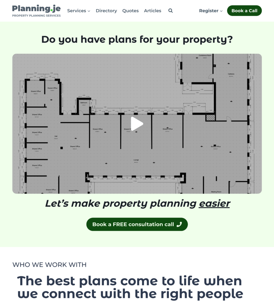 Planning.je Home Page Screenshot - Created by Evergreen.je Marketing Agency Services Jersey Business Development-SEO Lead Generation Sales-Funnels AI Automation