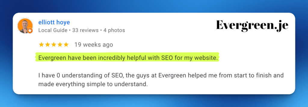 Google Business Profile Client Reviews and Testimonials Screenshots for Evergreen.je 02
