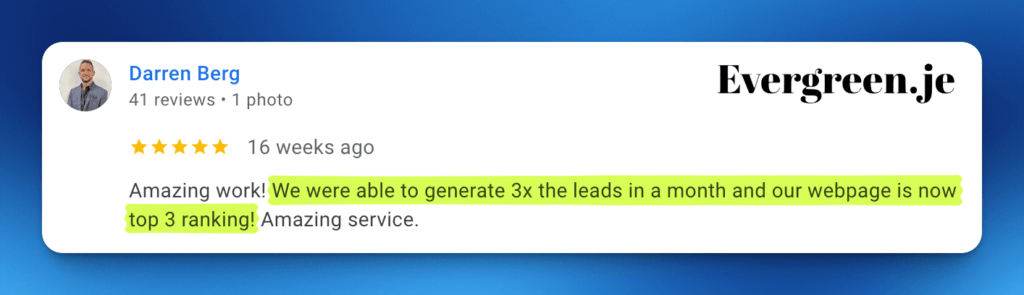 Google Business Profile Client Reviews and Testimonials Screenshots for Evergreen.je 06