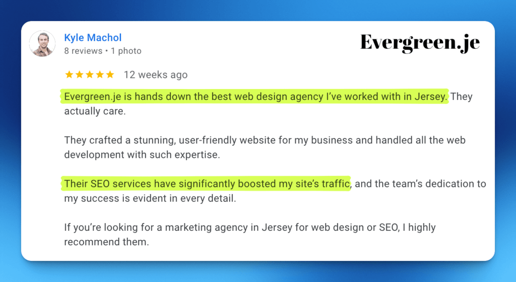 Google Business Profile Client Reviews and Testimonials Screenshots for Evergreen.je 11