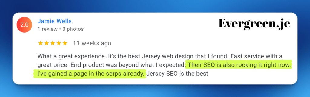 Google Business Profile Client Reviews and Testimonials Screenshots for Evergreen.je 12